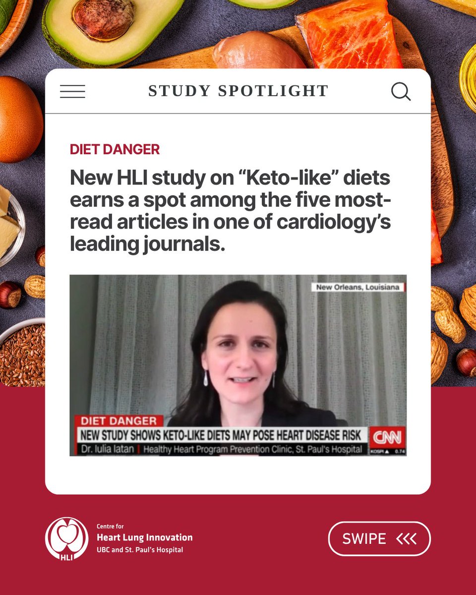 HLI at St Paul's (@hlistpauls) on Twitter photo 🚨 Trending diets, long-term risks? Study by Drs. <a href="/iuliaiatan/">Iulia Iatan, MD PhD</a> & <a href="/LiamBrunham/">Liam Brunham</a> found that “#Keto-like” diets may 𝟮𝗫 the risk of heart attacks & strokes, especially for those with #genetic risk.
Now a Top 5 Most-Read in <a href="/JACCJournals/">JACC Journals</a> for 2024.
➜ hli.short.gy/KETO 🚨 Trending diets, long-term risks? Study by Drs. <a href="/iuliaiatan/">Iulia Iatan, MD PhD</a> & <a href="/LiamBrunham/">Liam Brunham</a> found that “#Keto-like” diets may 𝟮𝗫 the risk of heart attacks & strokes, especially for those with #genetic risk.
Now a Top 5 Most-Read in <a href="/JACCJournals/">JACC Journals</a> for 2024.
➜ hli.short.gy/KETO