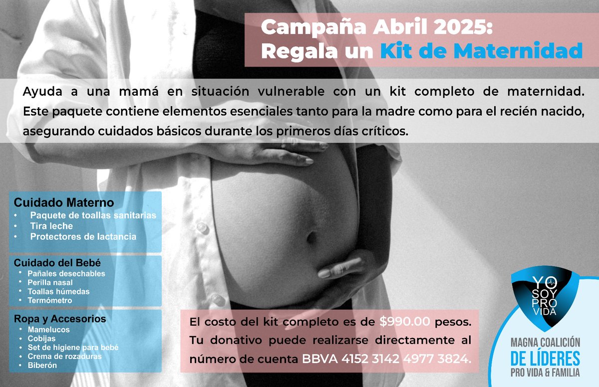 #ImpactoProvida360 🤜🏻🩵🤛🏻

Valor del KIT: $990.00 pesos.
 
Banco: BBVA
4152 3142 4977 3824
Cuenta CLABE: 
012 650 01534305147 9