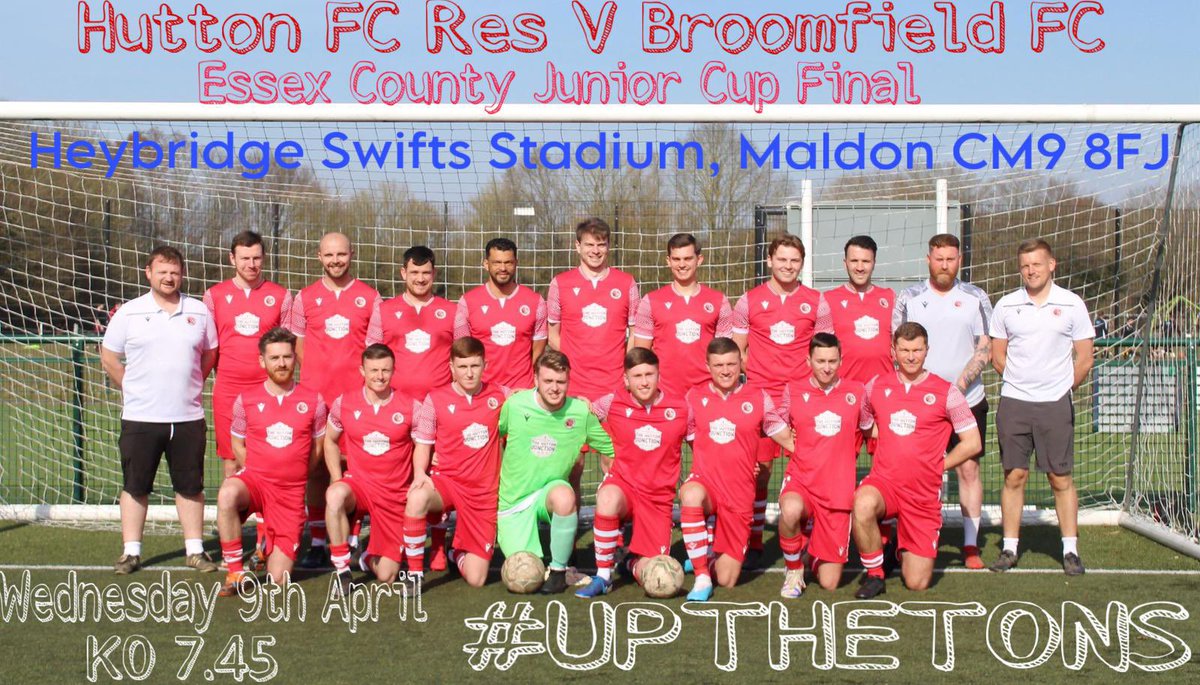 This Wednesday our reserve side are in a cup final at Heybridge Swifts FC. Good luck lads! #upthetons 🔴⚪️