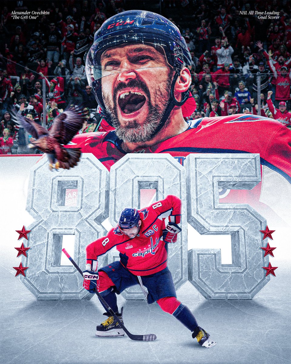 JoeCook_44's tweet image. 🦅 THE GR8 ONE 🦅

Hockey history was made tonight as @ovi8 becomes the @NHL all-time leading goal scorer 🏒

#Gr8ness | #Gr8Chase