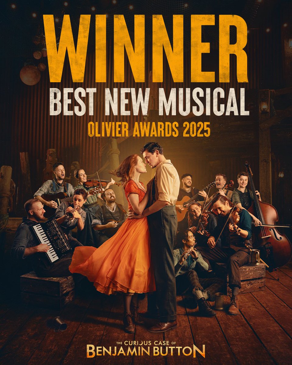 The Curious Case Of Benjamin Button (@tccobbmusical) on Twitter photo WINNER – The Curious Case of Benjamin Button wins Best New Musical at this year’s <a href="/OlivierAwards/">Olivier Awards</a>. Congratulations to our entire company and thank you to everyone who’s been a part of our journey.
#BenjaminButtonMusical #OlivierAwards WINNER – The Curious Case of Benjamin Button wins Best New Musical at this year’s <a href="/OlivierAwards/">Olivier Awards</a>. Congratulations to our entire company and thank you to everyone who’s been a part of our journey.
#BenjaminButtonMusical #OlivierAwards