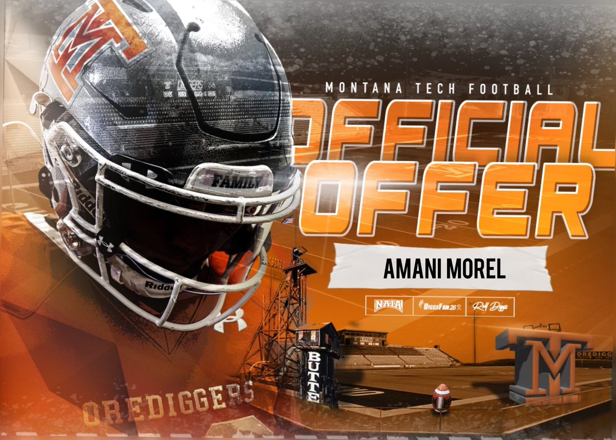 Amani Morel (@amanimorel10) on Twitter photo After great conversation with
<a href="/KodyTorgerson/">Coach Kody Torgerson</a> I'm blessed to say l've received an offer from <a href="/MonTechFootball/">Montana Tech Football</a>
#AGTG
<a href="/BrandonHuffman/">Brandon Huffman</a> <a href="/KodyTorgerson/">Coach Kody Torgerson</a> <a href="/CoachKyleSamson/">Kyle Samson</a> <a href="/CoachAFlowers/">Aaron Flowers</a> <a href="/CoachAGG/">Armando G. Gonzalez⚜️</a> <a href="/RAREAcademyID/">RARE Academy</a> <a href="/SWR_RFT/">Shane Williams-Rhodes</a> <a href="/CoachJuss/">Juss Jackson</a> <a href="/Tamir_Hill4/">Tamir Hill</a> <a href="/rigbyfbl/">Rigby Football</a> After great conversation with
<a href="/KodyTorgerson/">Coach Kody Torgerson</a> I'm blessed to say l've received an offer from <a href="/MonTechFootball/">Montana Tech Football</a>
#AGTG
<a href="/BrandonHuffman/">Brandon Huffman</a> <a href="/KodyTorgerson/">Coach Kody Torgerson</a> <a href="/CoachKyleSamson/">Kyle Samson</a> <a href="/CoachAFlowers/">Aaron Flowers</a> <a href="/CoachAGG/">Armando G. Gonzalez⚜️</a> <a href="/RAREAcademyID/">RARE Academy</a> <a href="/SWR_RFT/">Shane Williams-Rhodes</a> <a href="/CoachJuss/">Juss Jackson</a> <a href="/Tamir_Hill4/">Tamir Hill</a> <a href="/rigbyfbl/">Rigby Football</a>