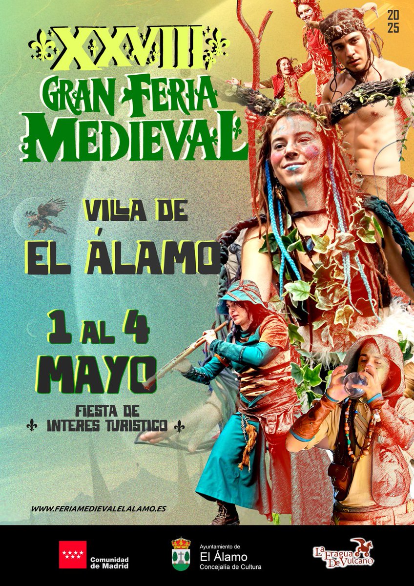 📣¡ALAMEÑOS Y VISITANTES!🙌🏻

👉🏻Os presentamos el cartel Oficial de la XXVIII edición de la Feria Medieval de la Villa de El Álamo ⚔️🏰

🔜Comienza la cuenta atrás… ¡tic-tac tic-tac!🔝

#UnViajeEnElTiempo 💫✨