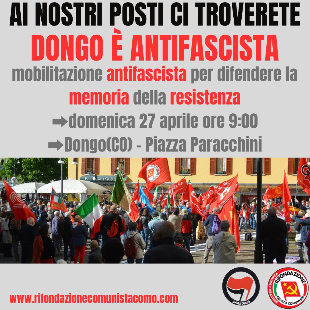 Fabrizio_Baggi's tweet image. 🔴Domenica 27 aprile – DONGO NON SI TOCCA! A partire dalle 9:00, saremo in Piazza Paracchini (Dongo), come ogni anno, per difendere la memoria della Resistenza.  #Dongo #Resistenza #25aprile #Antifascismo #MaiPiùFascismi #MemoriaAttiva