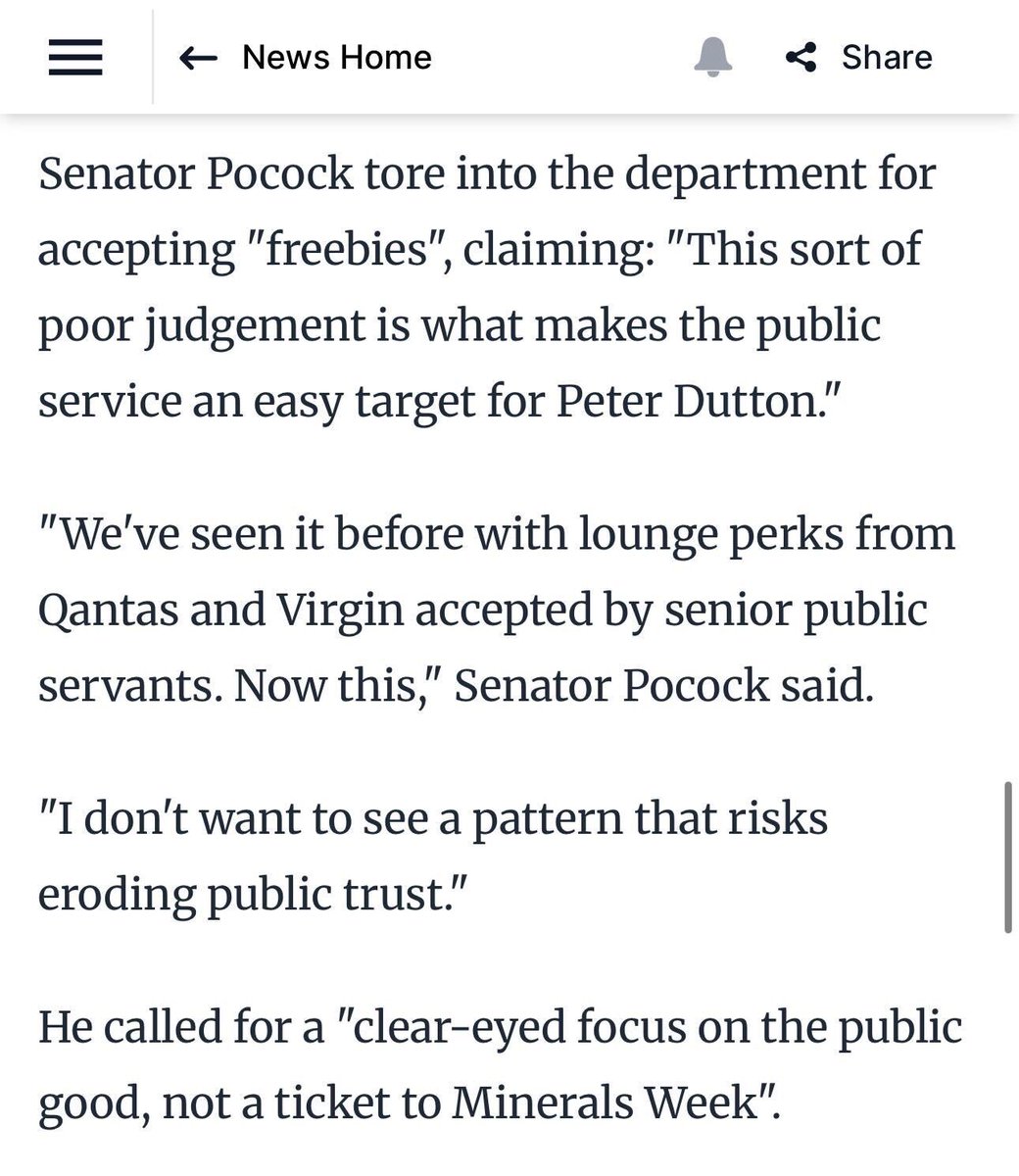 43 public officials took $98k worth of freebies to attend a mining industry event.

I understand the need to engage with stakeholders but this seems excessive.

It raises serious questions about undue vested interest influence on our policy makers.
canberratimes.com.au/story/8933074/…