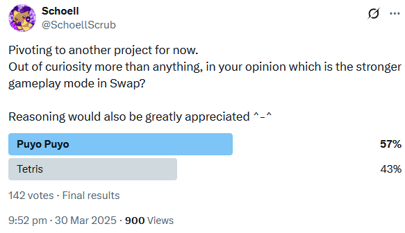 I guess you can say: "The Tetris player is at a slight disadvantage."