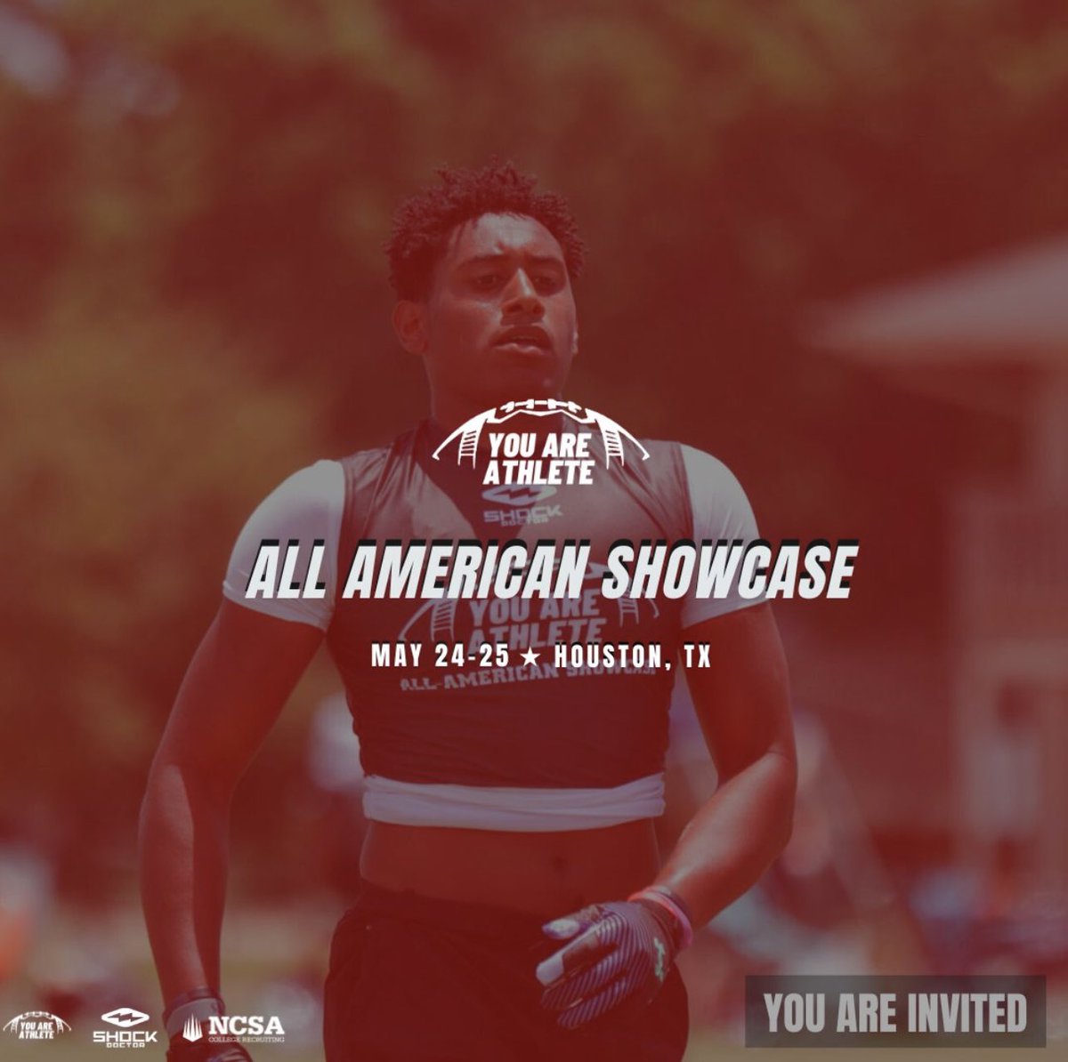 AaronEdmonds (@aaronedmon73767) on Twitter photo Blessed to be invited to the <a href="/youareathlete/">You Are Athlete</a> all-American showcase in Houston. Can’t wait to compete‼️
<a href="/ShockDoctor/">Shock Doctor</a> <a href="/JerylBrixey/">Jeryl Brixey</a> <a href="/MichaelWoosley/">Coach Mike, PrepStar SW</a> Blessed to be invited to the <a href="/youareathlete/">You Are Athlete</a> all-American showcase in Houston. Can’t wait to compete‼️
<a href="/ShockDoctor/">Shock Doctor</a> <a href="/JerylBrixey/">Jeryl Brixey</a> <a href="/MichaelWoosley/">Coach Mike, PrepStar SW</a>