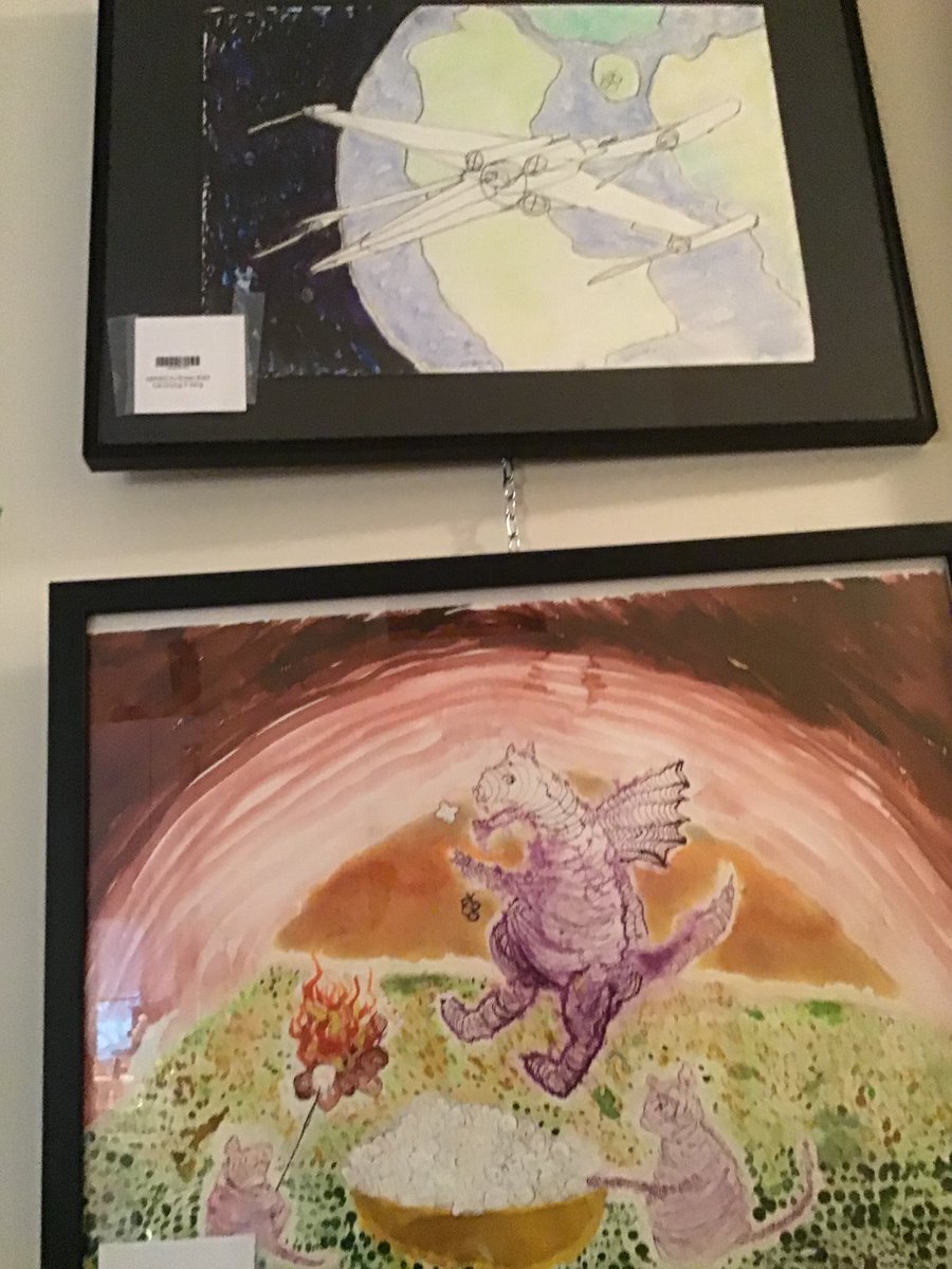 artbyajb's tweet photo. Thank you, @artspot.yvr for your #fun #catlove #artshow  my art is now back home and rehung.  If you couldn’t make it out, but wanted to and possibly buy an artwork from me, please dm me.  :) https://t.co/VmlQxnyEYy