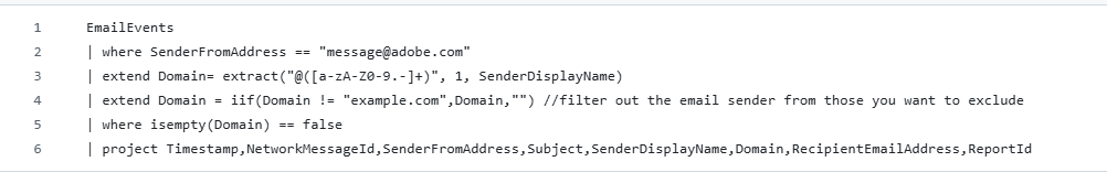 #Threatactors use #Adobe #Acrobat as a lure in #phishingcampaigns as it’s a trusted and widely used platform, making their attacks appear more legit. 
e.g: the sender XXX via #Adobe #Acrobat <message@adobe.com>
Here is how I use #KQL to #detect such emails