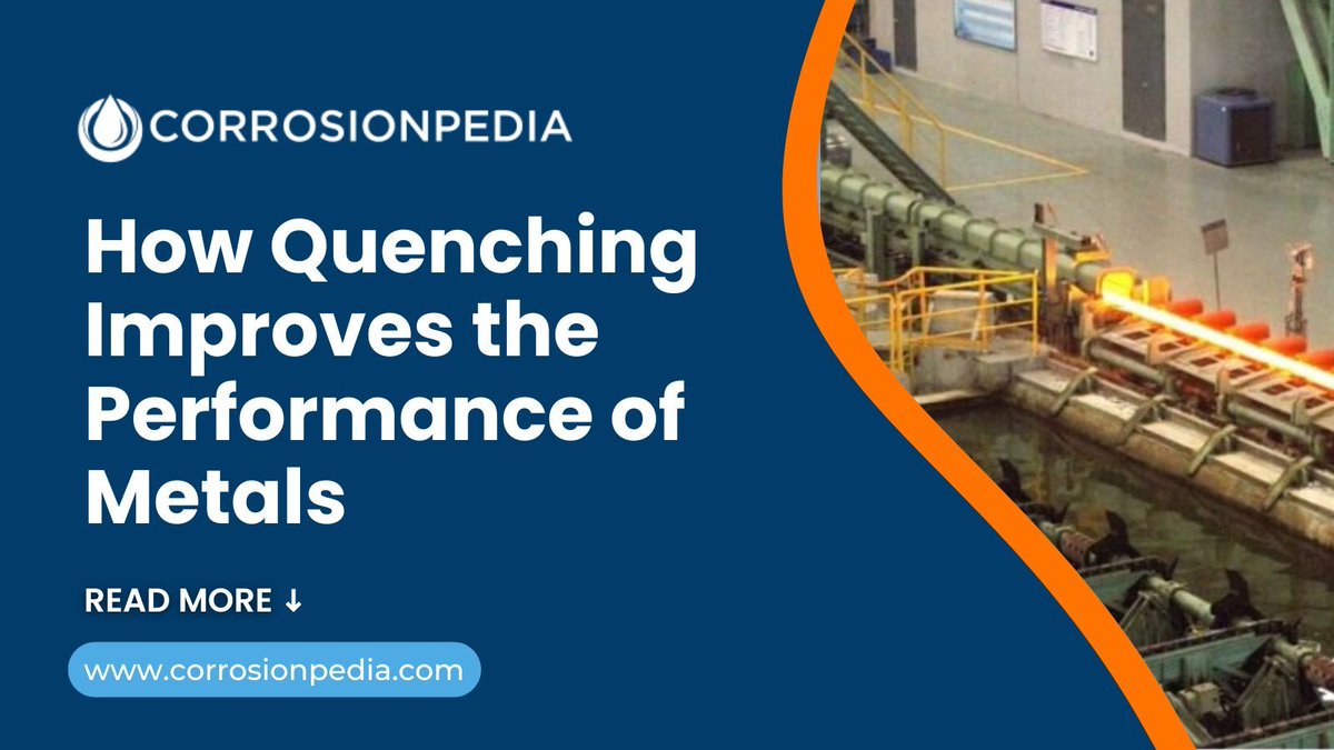 corrosionpedia's tweet image. Quenching improves a metal’s performance by rapidly cooling the heated metal, thereby altering its molecular structure and increasing its hardness. 
Learn more: corrosionpedia.com/how-quenching-… 

#Quenching #HeatTreatment #MetalStrengthening #MaterialPerformance #Metallurgy