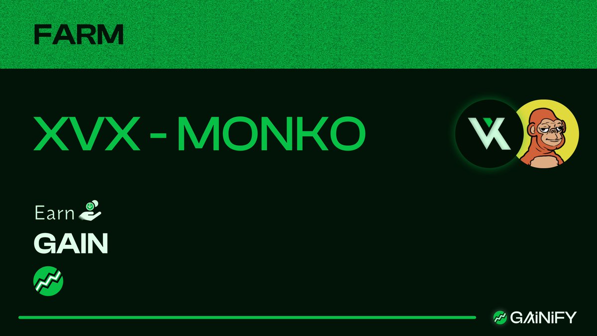 Earn over 400% APR when you farm $XVX - $MONKO on the Gainify App! 🚜

Only on #Algorand ⚡️