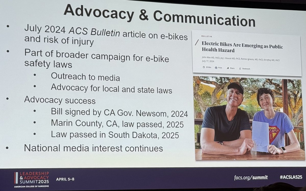 Thomas K. Duncan (@theduncmaster) on Twitter photo Exec Director & CEO of ACS <a href="/pturnermd/">Patricia L. Turner, MD, MBA, FACS</a> highlighting e-bike legislation passed in CA & SD. <a href="/JohnMaaMD/">John Maa</a> <a href="/BurrussSigrid/">Sigrid Burruss</a> <a href="/amyliepert/">Amy Liepert</a> Exec Director & CEO of ACS <a href="/pturnermd/">Patricia L. Turner, MD, MBA, FACS</a> highlighting e-bike legislation passed in CA & SD. <a href="/JohnMaaMD/">John Maa</a> <a href="/BurrussSigrid/">Sigrid Burruss</a> <a href="/amyliepert/">Amy Liepert</a>