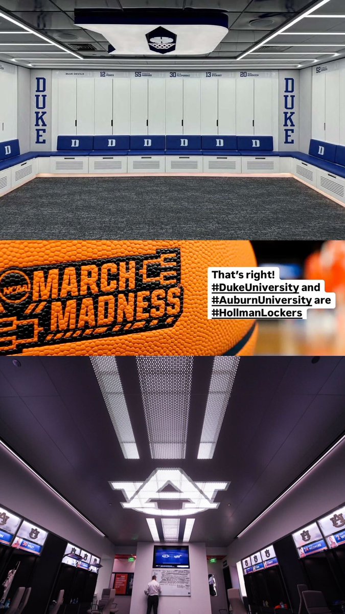 Hollman Lockers (@hollmanlockers) on Twitter photo Congratulations to <a href="/DukeMBB/">Duke Menās Basketball</a> and <a href="/AuburnMBB/">Auburn Basketball</a> on one heck of a season! #LockersByHollman
#GoDuke | #WarEagle | #FinalFour Congratulations to <a href="/DukeMBB/">Duke Menās Basketball</a> and <a href="/AuburnMBB/">Auburn Basketball</a> on one heck of a season! #LockersByHollman
#GoDuke | #WarEagle | #FinalFour