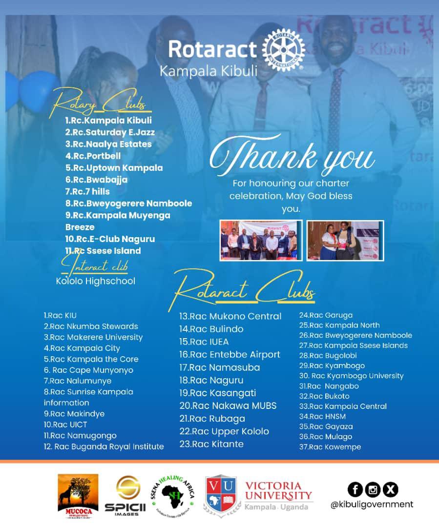 We are grateful to have been represented at the charter celebrations and PLD graduation🥳of the Rotaract club of Kibuli. 

Thank you for having us and being a tremendously welcoming host. Cheers 🤗.

#chartercelebrations
#PLDGraduation
#PRTeamMuk☺️