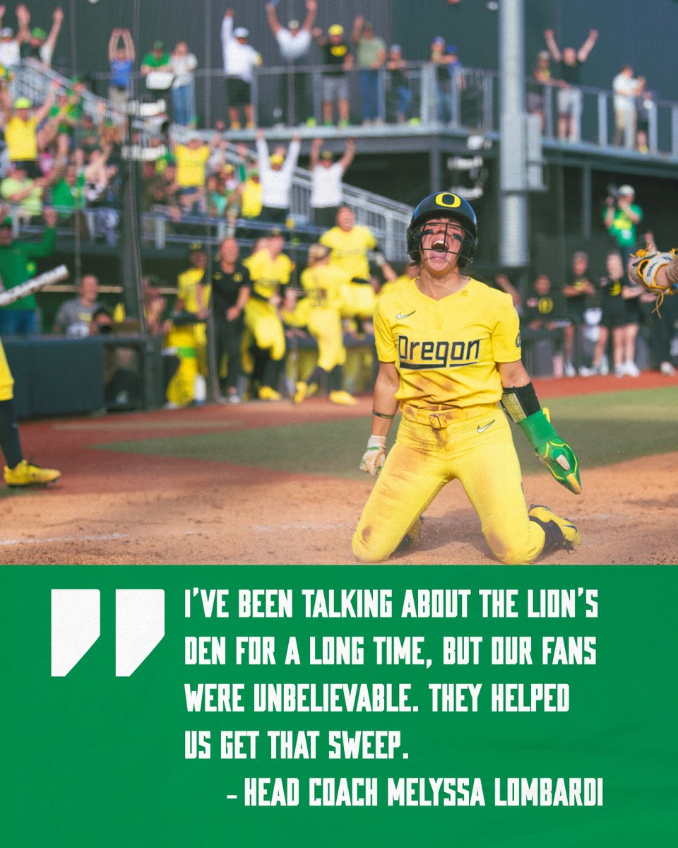 OregonSB's tweet photo. Thanking our fans for being a big part of our sweep this weekend!
Next home series - 🦆vs🐻!!!
Get your 🎟️ now!
https://t.co/IXRHiYLDWD
#GoDucks | #Version7 https://t.co/KOnjCDF5Cm