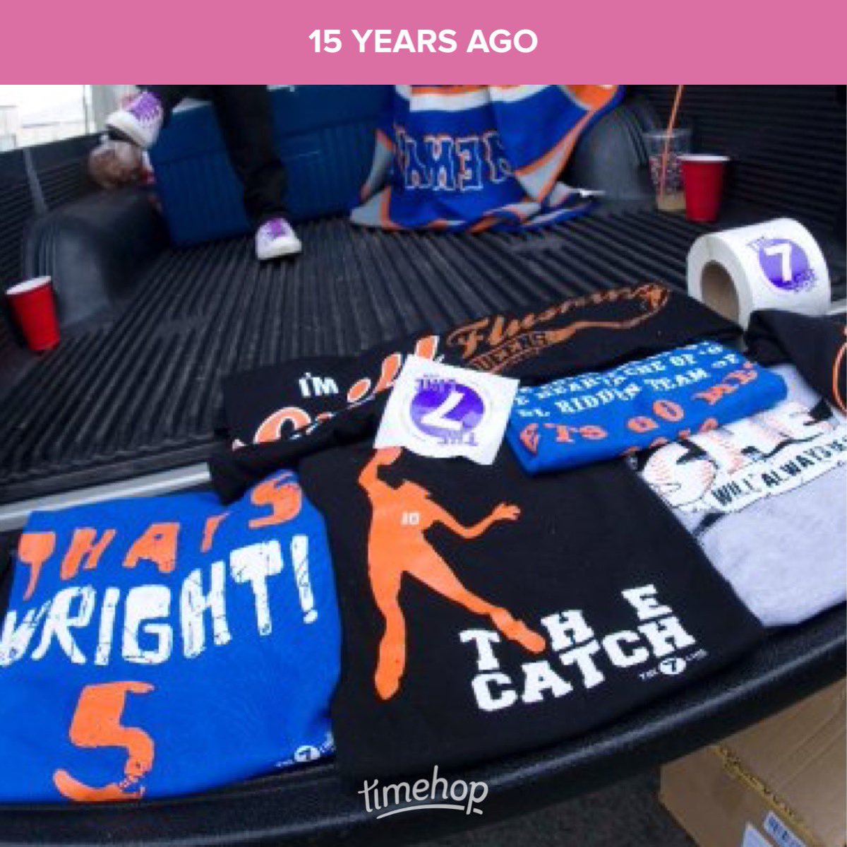 DarrenJMeenan's tweet image. Opening Day 15 years ago today: Selling t-shirts I printed on the tailgate of my pickup truck under the highway. Opening Day this year: Your crew is part of the @Mets official hype video. Never give up.