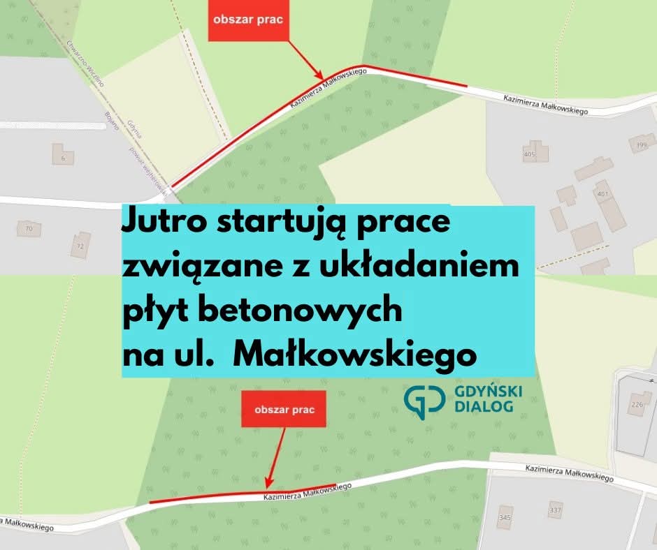 Bartłomiej Austen (@bartek_austen) on Twitter photo 📣🚧 W poniedziałek początek prac na ul. Małkowskiego w Wiczlinie 🚧 📣
ℹ️ Między 7️⃣ a 1️⃣2️⃣ kwietnia zaplanowano układanie betonowych płyt na ul. Kazimierza Małkowskiego.
📷 własna na podstawie komunikatu ZDiZ
<a href="/DejfidAG/">Dawid Biernacik</a>
#gdynia #wgdyni #bartłomiejausten #małkowskiego 📣🚧 W poniedziałek początek prac na ul. Małkowskiego w Wiczlinie 🚧 📣
ℹ️ Między 7️⃣ a 1️⃣2️⃣ kwietnia zaplanowano układanie betonowych płyt na ul. Kazimierza Małkowskiego.
📷 własna na podstawie komunikatu ZDiZ
<a href="/DejfidAG/">Dawid Biernacik</a>
#gdynia #wgdyni #bartłomiejausten #małkowskiego