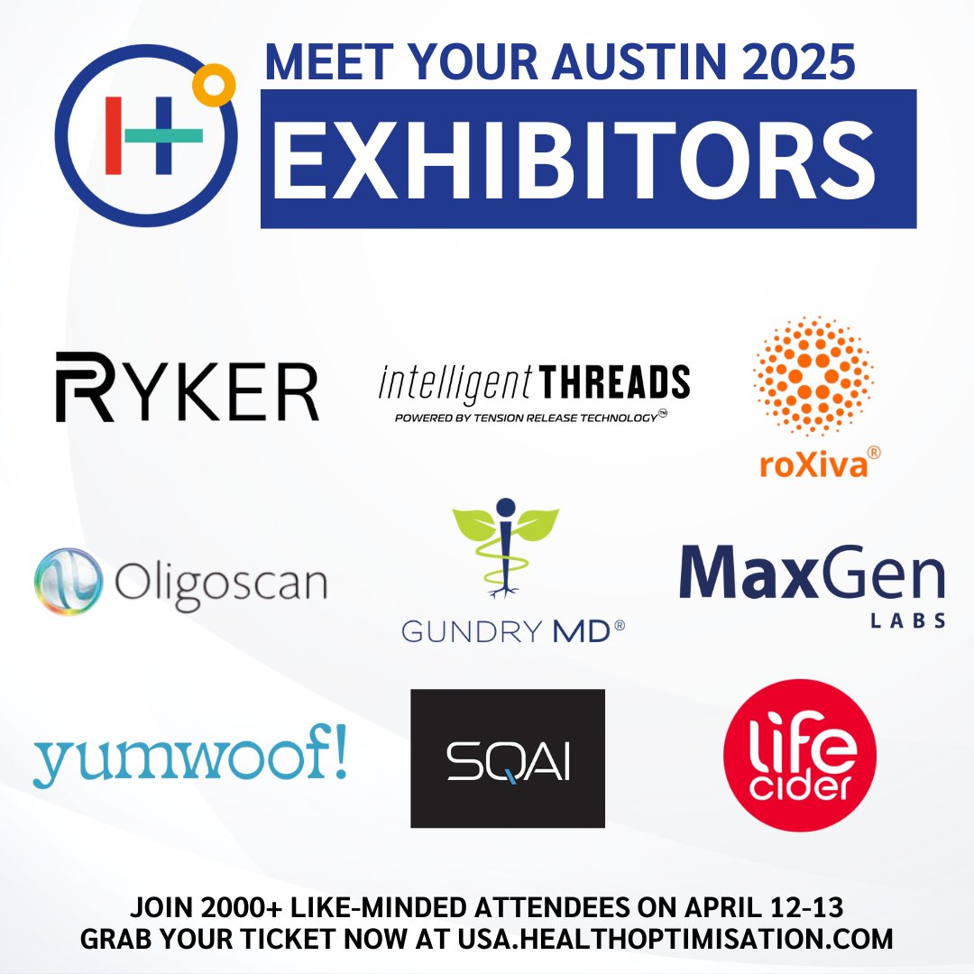 Introducing 9 more incredible brands joining us at the Health Optimisation Summit 2025 in Austin!🌟

1️⃣ <a href="/RykerClothing/">Ryker | Natural Fiber Activewear</a>
2️⃣ <a href="/Intelligentthr1/">Intelligentthreads</a>
3️⃣ <a href="/RoxivaLtd/">Roxiva Innovations</a>
4️⃣ Oligoscan
5️⃣ MaxGen Labs
6️⃣ <a href="/gundrymd_/">GundryMD</a>
7️⃣ <a href="/yumwoof/">yumwoof!</a>
8️⃣ SQAI’s
9️⃣ <a href="/LifeCider/">Life Cider</a>

🎟️usa.healthoptimisation.com