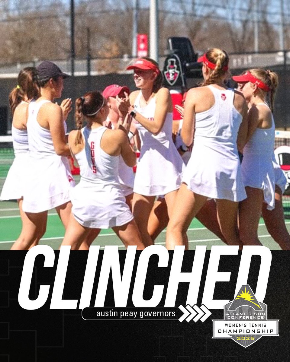 Atlantic Sun Conference (@asunsports) on Twitter photo CLINCHED โผ๏ธ <a href="/GovsWTN/">Austin Peay Women's Tennis</a> has claimed the final spot in the #ASUNWTEN Championship! ๐๐
#LetsGoPeay CLINCHED โผ๏ธ <a href="/GovsWTN/">Austin Peay Women's Tennis</a> has claimed the final spot in the #ASUNWTEN Championship! ๐๐
#LetsGoPeay