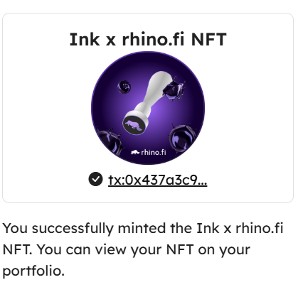 irlbogush's tweet image. Mint this NFT here:
app.rhino.fi/chain/INK/mint…

@inkonchain, @rhinofi #DeFiAcademy