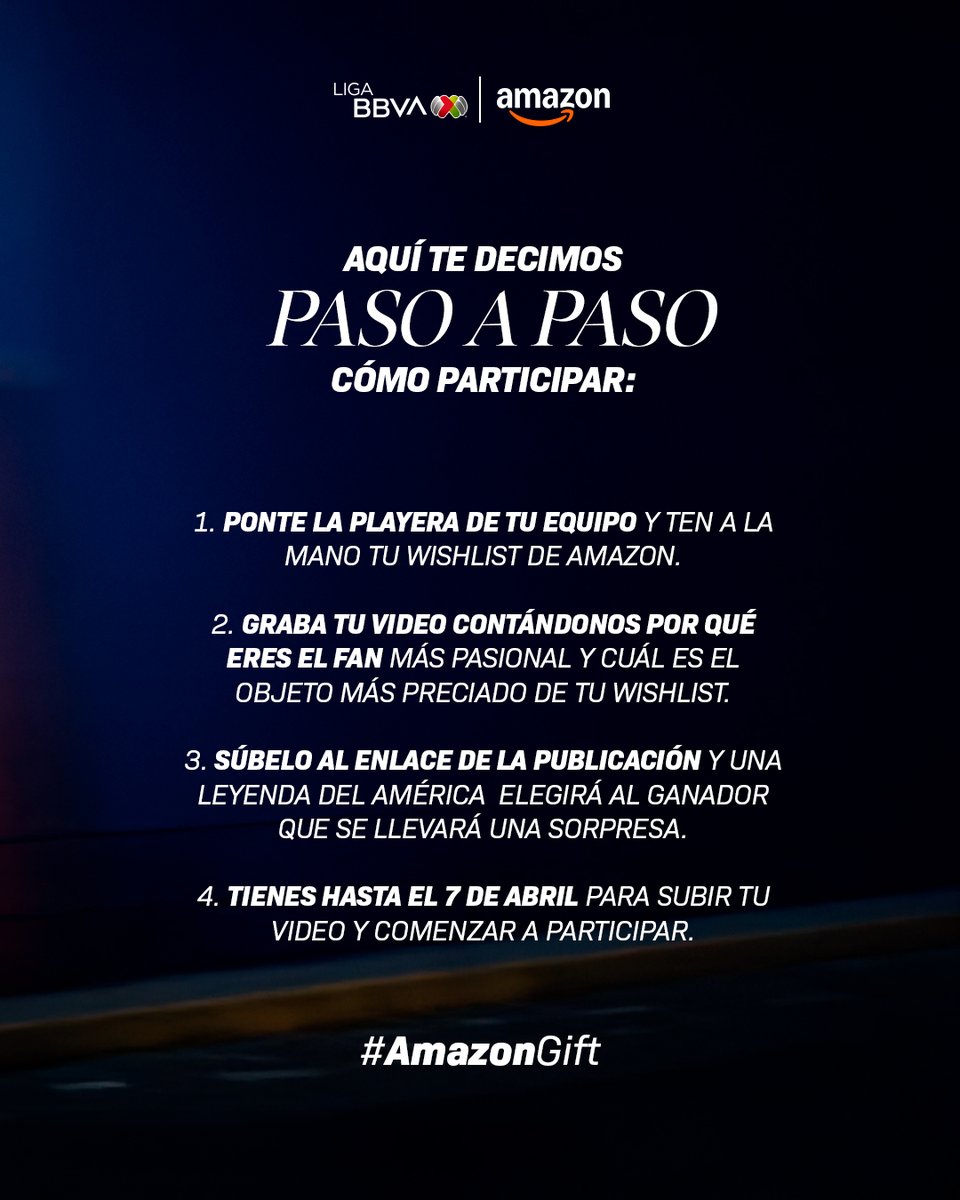 LigaBBVAMX's tweet photo. ¿Conoces a alguien que sea 100% Águila?, ¿tú eres el más más Aguila? 🦅
Esto les va a interesar, @amazonmex anda en búsqueda de alguien para darle un #AmazonGift 😏.
¡PARTICIPEN AQUÍ! 🟡: https://t.co/TUibw0elBJ
#LeyendasMX https://t.co/MwYH9kAm1Y