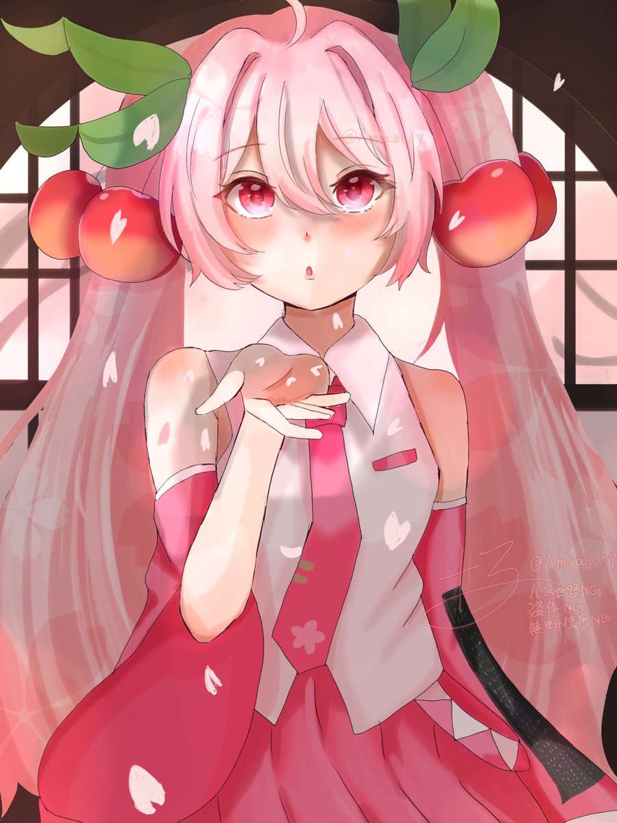 桜ミクちゃん描いた！
 #桜ミク  #イラスト練習中  #イラスト好きな人と繋がりたい   #絵柄が好みって人にフォローされたい