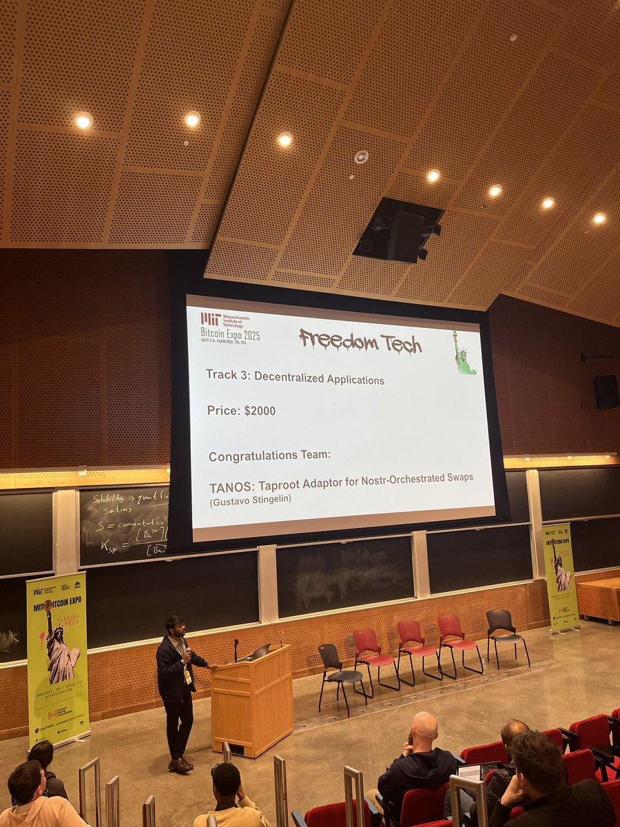 Vinteum (@vinteum_org) on Twitter photo One of our Bitcoin Dev Launchpad residents, <a href="/gustingelin/">Gustavo Stingelin</a> just won the decentralized applications track of the <a href="/MITBitcoinClub/">MIT Bitcoin Club</a> Expo Hackathon.
We’re very proud of him, congratulations! One of our Bitcoin Dev Launchpad residents, <a href="/gustingelin/">Gustavo Stingelin</a> just won the decentralized applications track of the <a href="/MITBitcoinClub/">MIT Bitcoin Club</a> Expo Hackathon.
We’re very proud of him, congratulations!