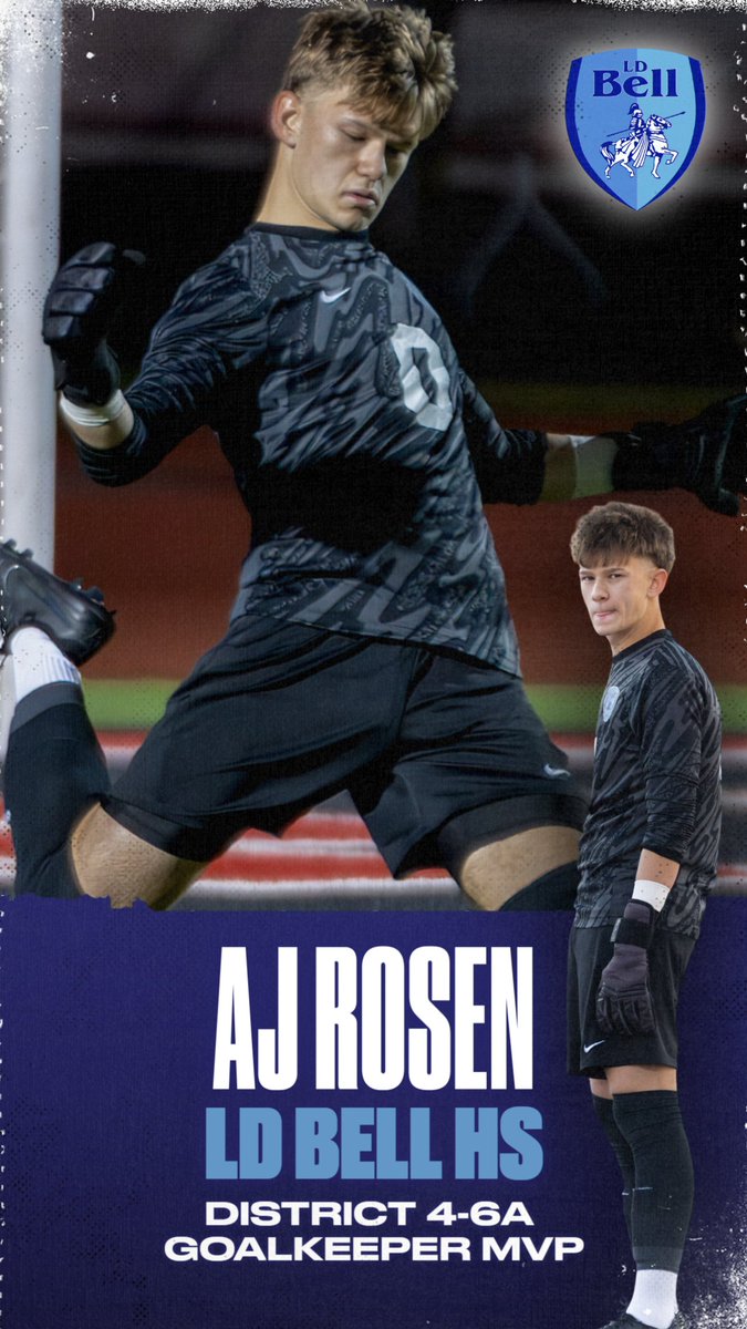 LD Bell Men's Soccer (@ldbell_soccer) on Twitter photo Congratulations to senior AJ Rosen! AJ is the District 4-6A Goalkeeper of the Year! This guy had over 60 saves, 6 district shutouts, carrying us to District, Bi-District, and Area Championships. Super proud of our keeper! #UniteAndConquer #AllDistrict1stTeam <a href="/RandyBelcherBHS/">Randy D Belcher</a> Congratulations to senior AJ Rosen! AJ is the District 4-6A Goalkeeper of the Year! This guy had over 60 saves, 6 district shutouts, carrying us to District, Bi-District, and Area Championships. Super proud of our keeper! #UniteAndConquer #AllDistrict1stTeam <a href="/RandyBelcherBHS/">Randy D Belcher</a>