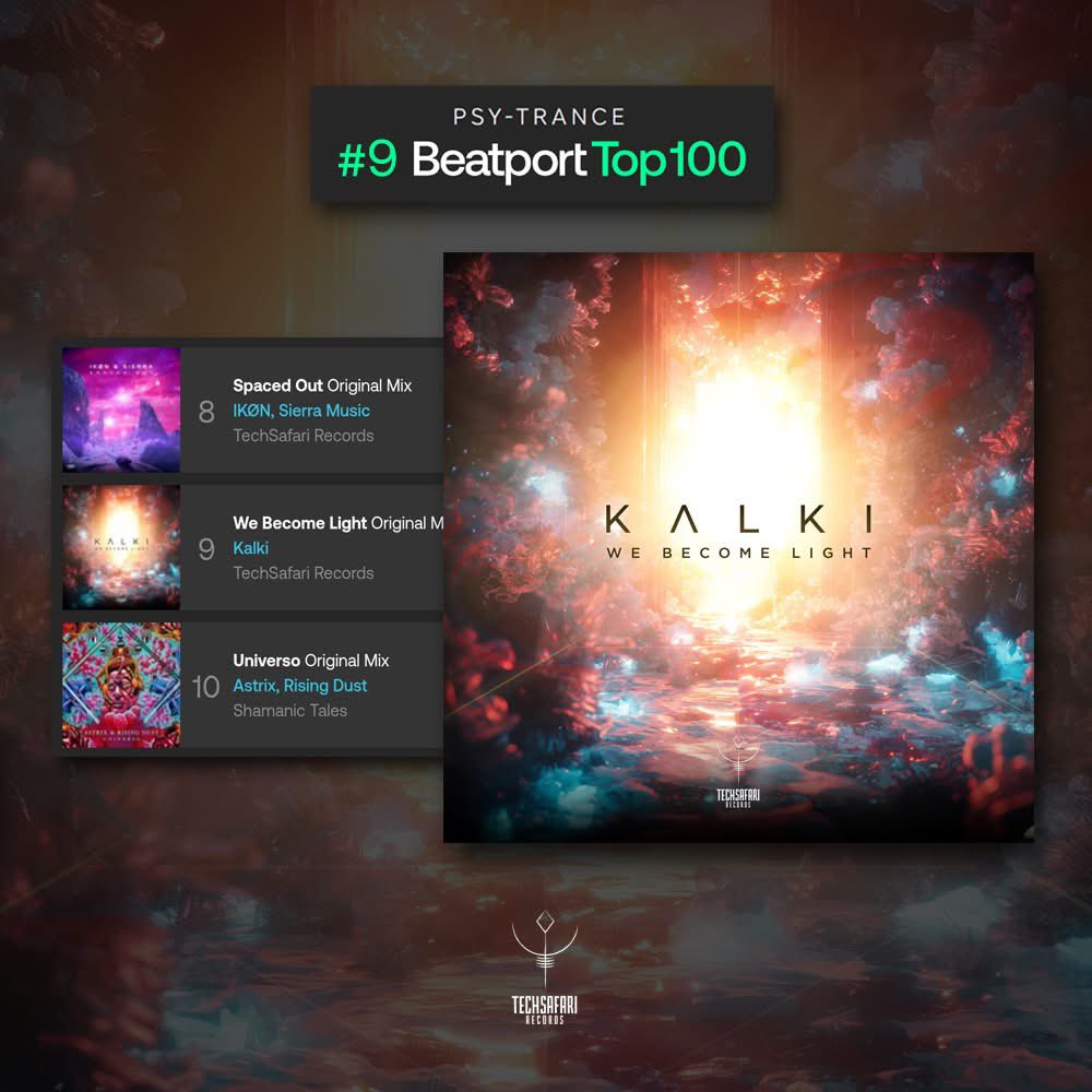 Grateful for the love! Our two latest releases just reached No.8 and No.9 on Beatport's Top 100 Tracks — thanks to all of you for the incredible support! 🔥

IKØN &amp; SIERRA - SPACED OUT 
KALKI - WE BECOME LIGHT 

#techsafarirecords #psytrance #kalki #ikøn #beatport