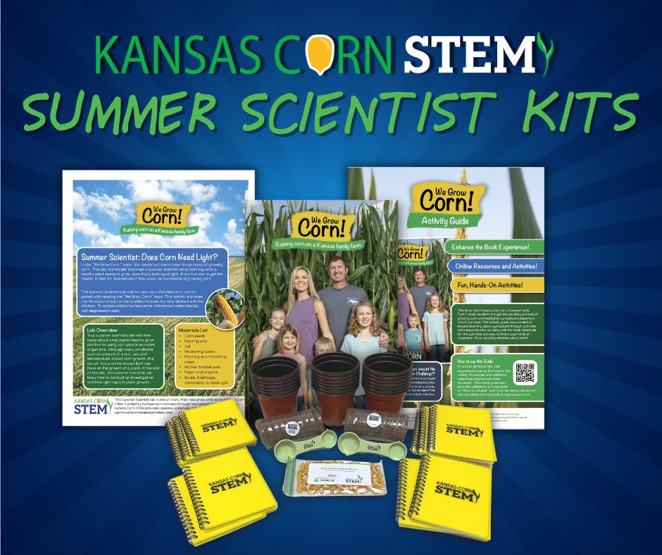 Requests for our Summer Scientist kits are due April 11! In this interactive lab, your summer students will explore the role light plays in growing a corn plant! Request your lab kit at kscorn.com/summer/ #kscorn #corn #STEM #science #education
