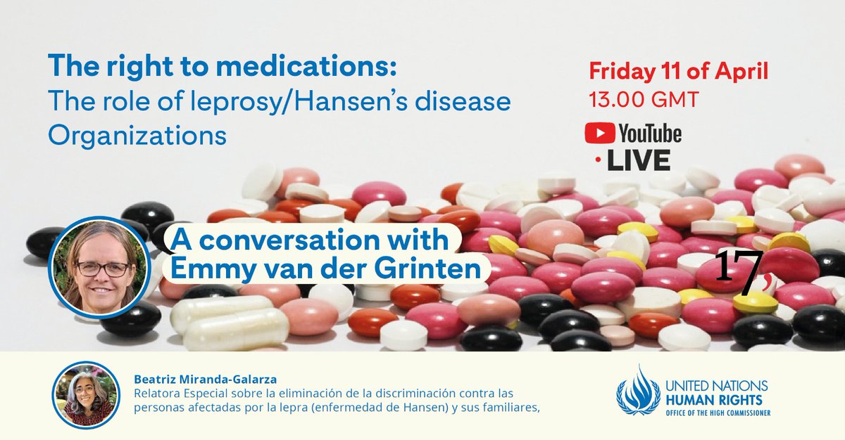 We will talk with our colleague and friend Emmy van der Grinten about the role of organizations of persons affected by leprosy in monitoring the distribution and access to leprosy drugs. 
Friday 11 of April. 13.00 GMT.