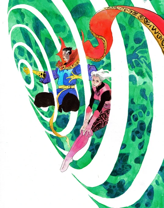 Dr Strange and Clea#watercolor #marvel 
