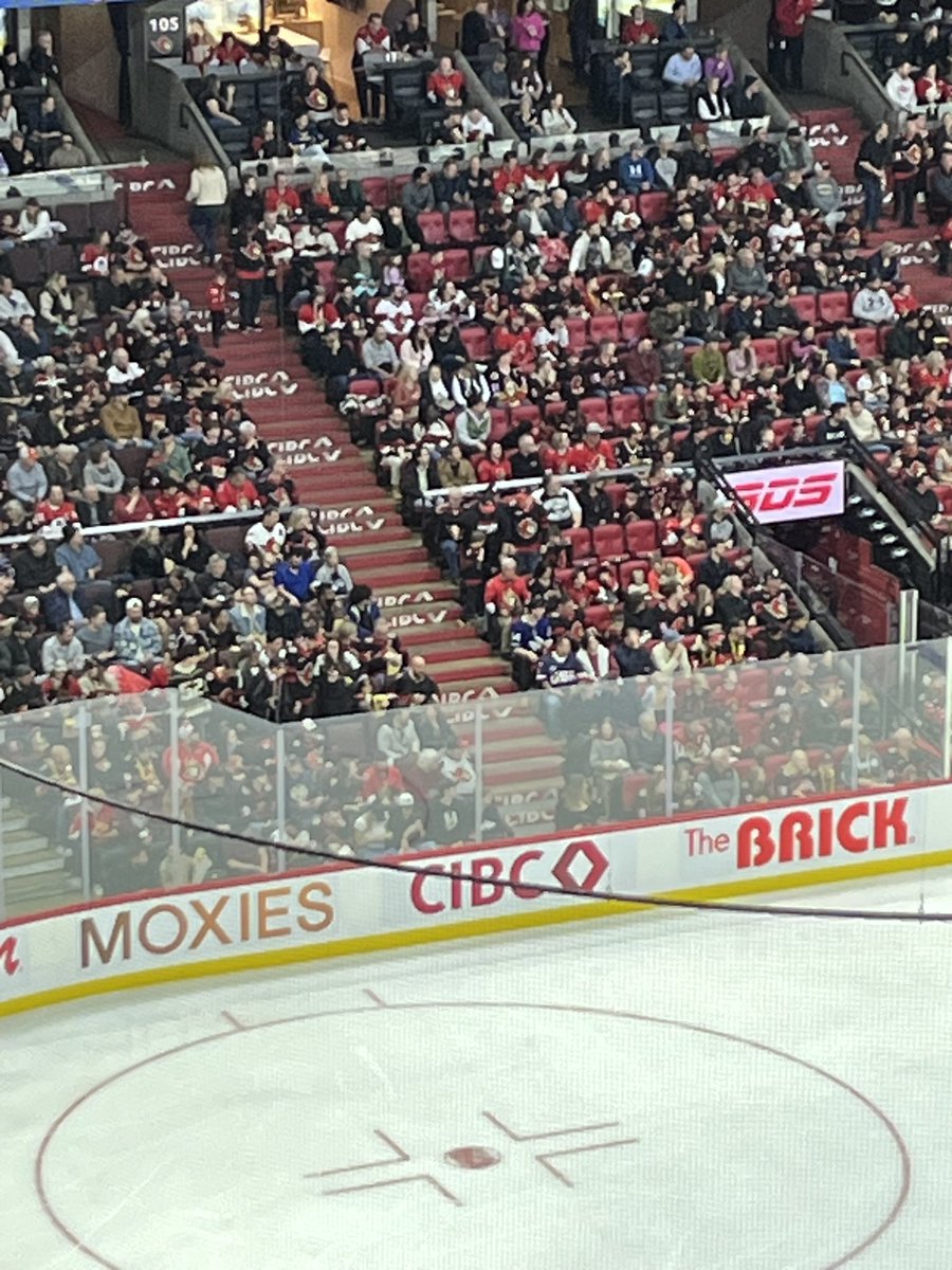 It’s hard to see in my zoomed photo. But there is both a guy in a Leaf’s jersey and a guy in a Team USA jersey at the Sens vs Blue Jackets game today. #senators