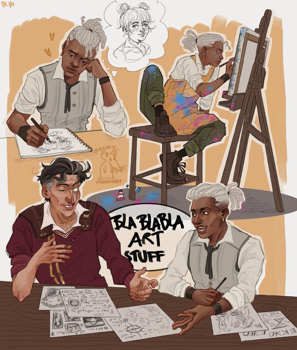 ekko &amp; silco bonding and having a good time in the au means everything to me 

hc that in the au silco has more time and is in the right headspace to lean into his artistic side &amp; bonds with ekko while doing so :) 
ekko paints people and silco paints landscapes 

#arcane