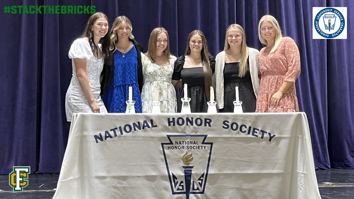 Congrats to Elise, Addy, Kiersten, Sophie, Emmy, and Nora on their induction to the National Honor Society! These ladies have been stacking bricks on the field and in the classroom!