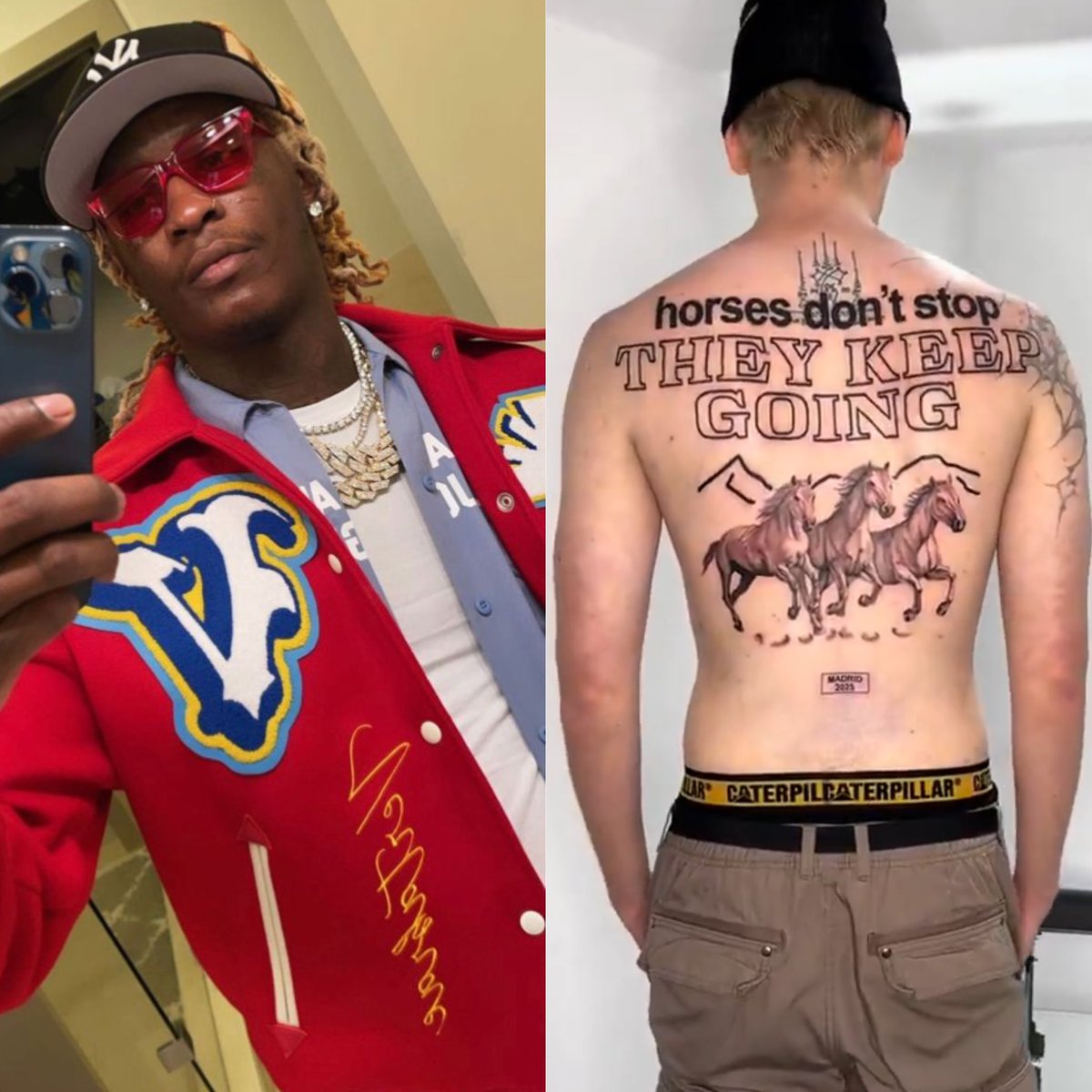 VCNEWSNETWORK's tweet image. A #YoungThug super fan accidentally got the wrong lyrics from Thug’s song “Digits” tattooed on him. 👀