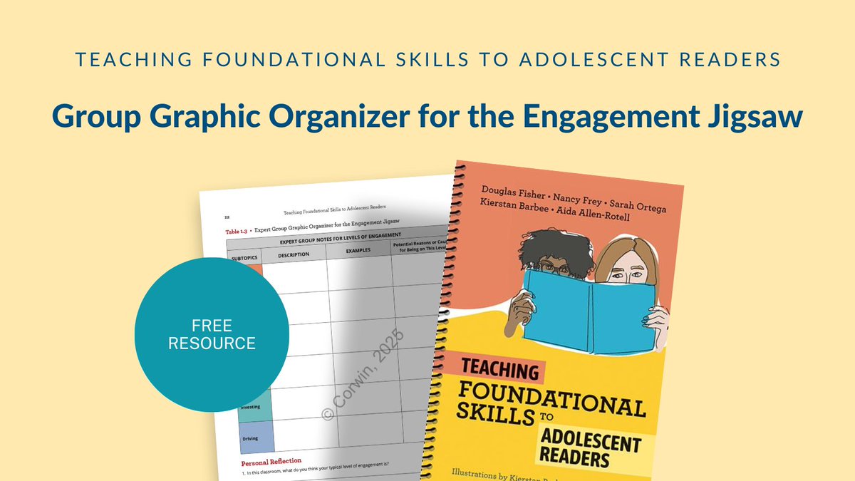 Just like teaching content knowledge, engagement &amp; self-regulation should be explicitly taught. This free chapter from Teaching Foundational Skills to Adolescent Readers includes an organizer and activity guide!

🔗 ow.ly/IfvC50VrASQ

#ReadingStrategies #StudentEngagement