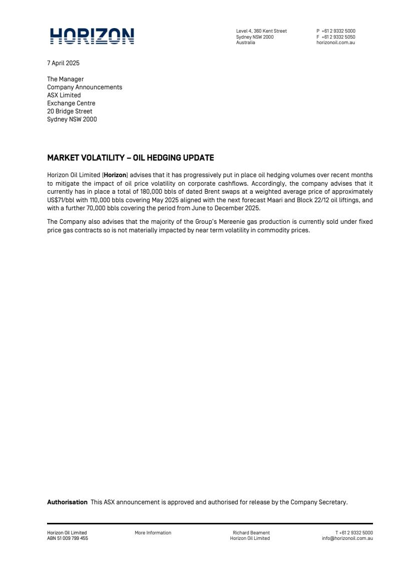 HorizonOil's tweet photo. Market Volatility - Oil Hedging Update $HZN - https://t.co/IPgKuW8UQH https://t.co/VOCFVxplWn