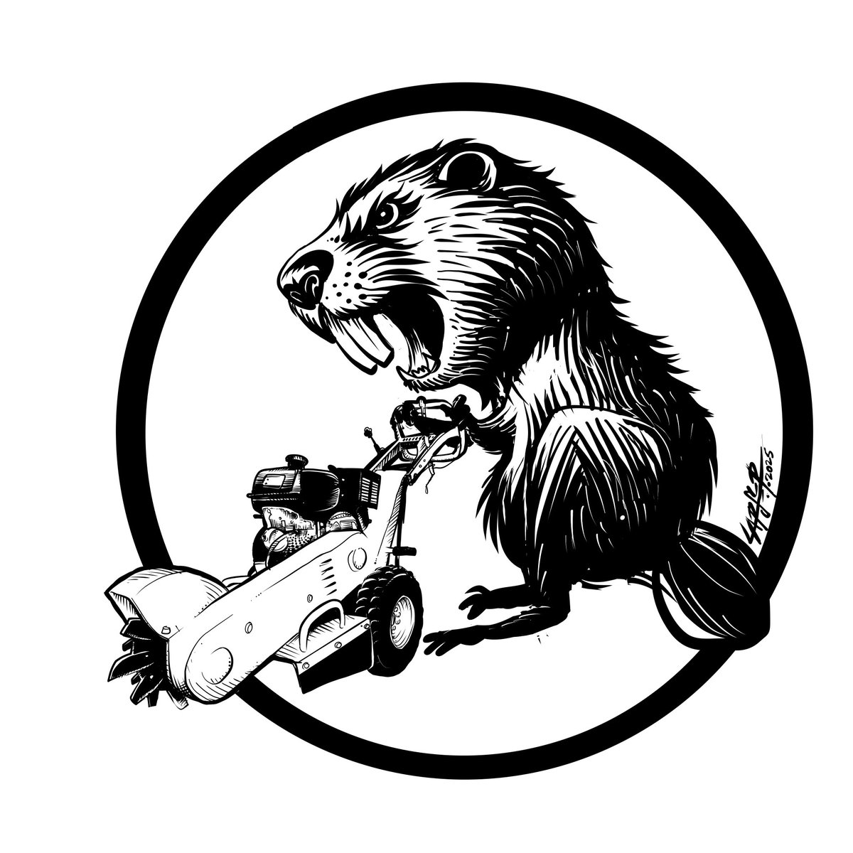 larserarts's tweet photo. I was asked to #design a #logo for an old friend. He wanted an angry #beaver with a #woodchipper #adobefresco #vector https://t.co/e4DS4RVjEO