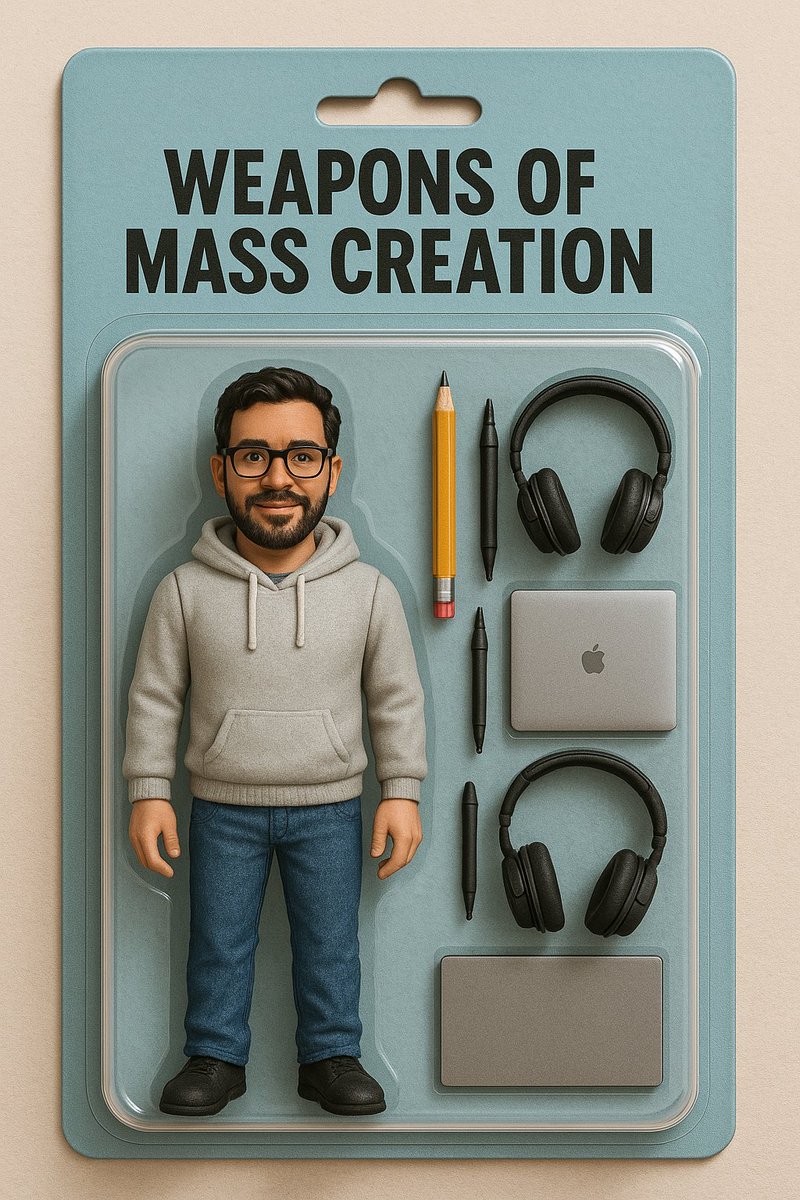 This is what my Action figure looks like with all the "Weapons of mass Creation" 🫡...
Not close to my looks at all but I still like it...