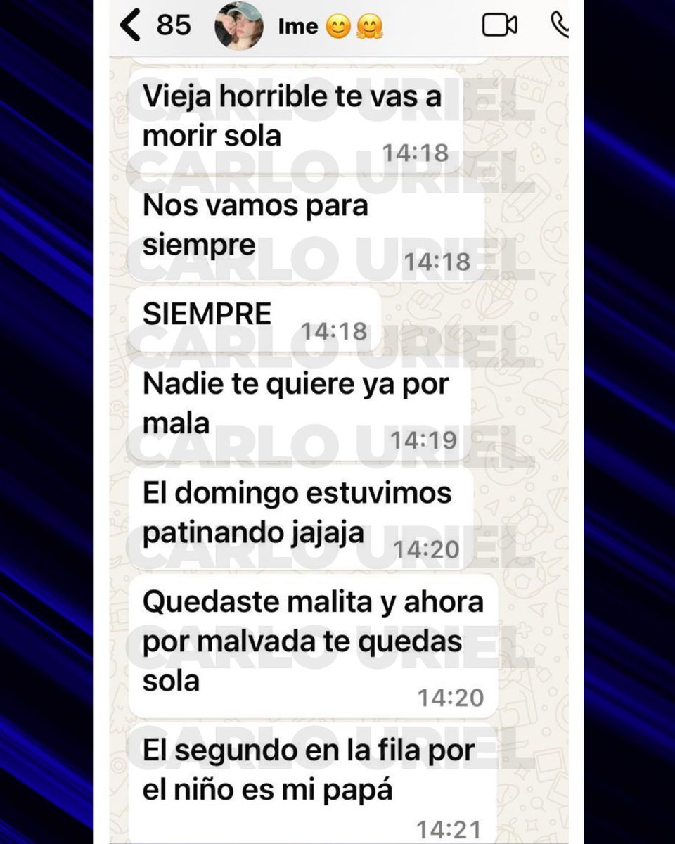 ¡EN EXCLUSIVA! 
Estas son las amenazas que le envía Imelda Tuñón a Maribel Guardia.

Les puedo confirmar que este mensaje fue enviado un día después de que le entregaran al niño a Imelda.

Maribel le había enviado a Imelda un listado de citas pendientes relacionadas con José