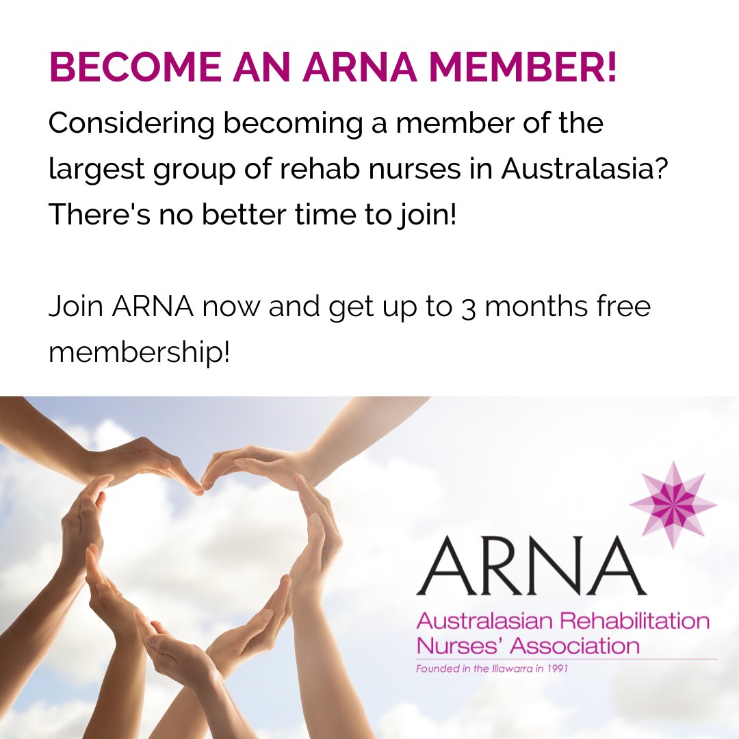 Become an ARNA Member now!  New members joining ARNA now will receive membership up until 30 June 2026, and membership fees are tax deductible.  

Click the link to join now! #ARNA #nurses #ausnurses #rehabnurses #rehabnursing #membership

arna.com.au/ARNA/ARNA/Join…
