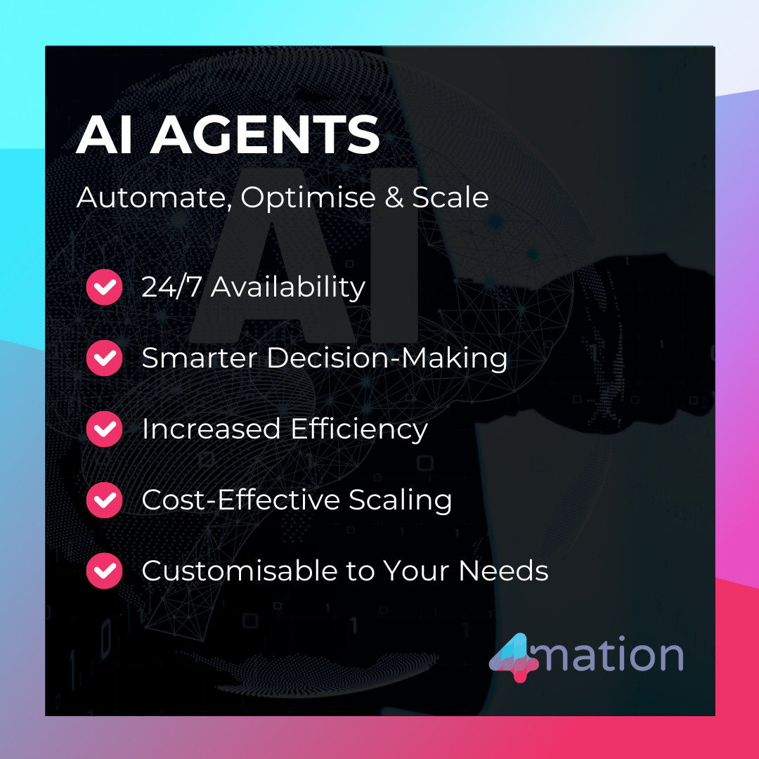 🚀 AI Agents Are Transforming Businesses Today! 🤖

Looking to boost your business efficiency and reduce time-consuming tasks? 

🔗 Explore more here: 4mation.com.au/services/artif…

#AI #AIagents #CustomSoftwareDevelopment