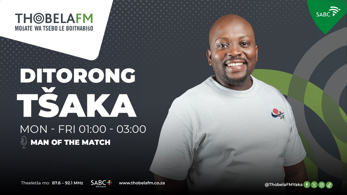 ThobelaFMYaka's tweet photo. Gore ke mathomo a beke, o tla kwa ka lenaeo la #DitorongTšaka ge @wilsdee0  a go thuša go sepetša nako ya bošego ka mmino wa go fola 01:00-03:00

Ga o robale ke eng? Whatsapp 📱0718959302 https://t.co/FFitccKAoV
