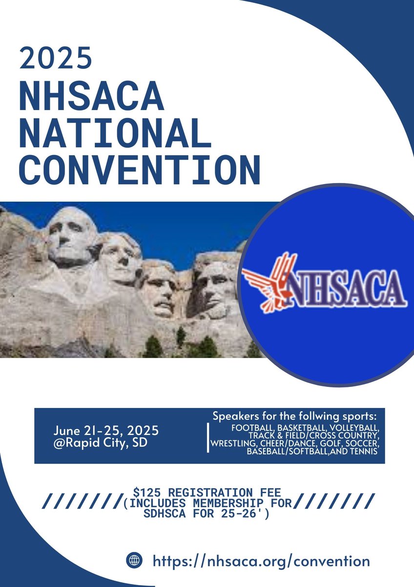 NHSACA National Convention: nhsaca.org/convention/
Registration Info: manager.gobound.com/ia/NHSACA/conv…
Hotel Info: nhsaca.org/wp-content/upl…