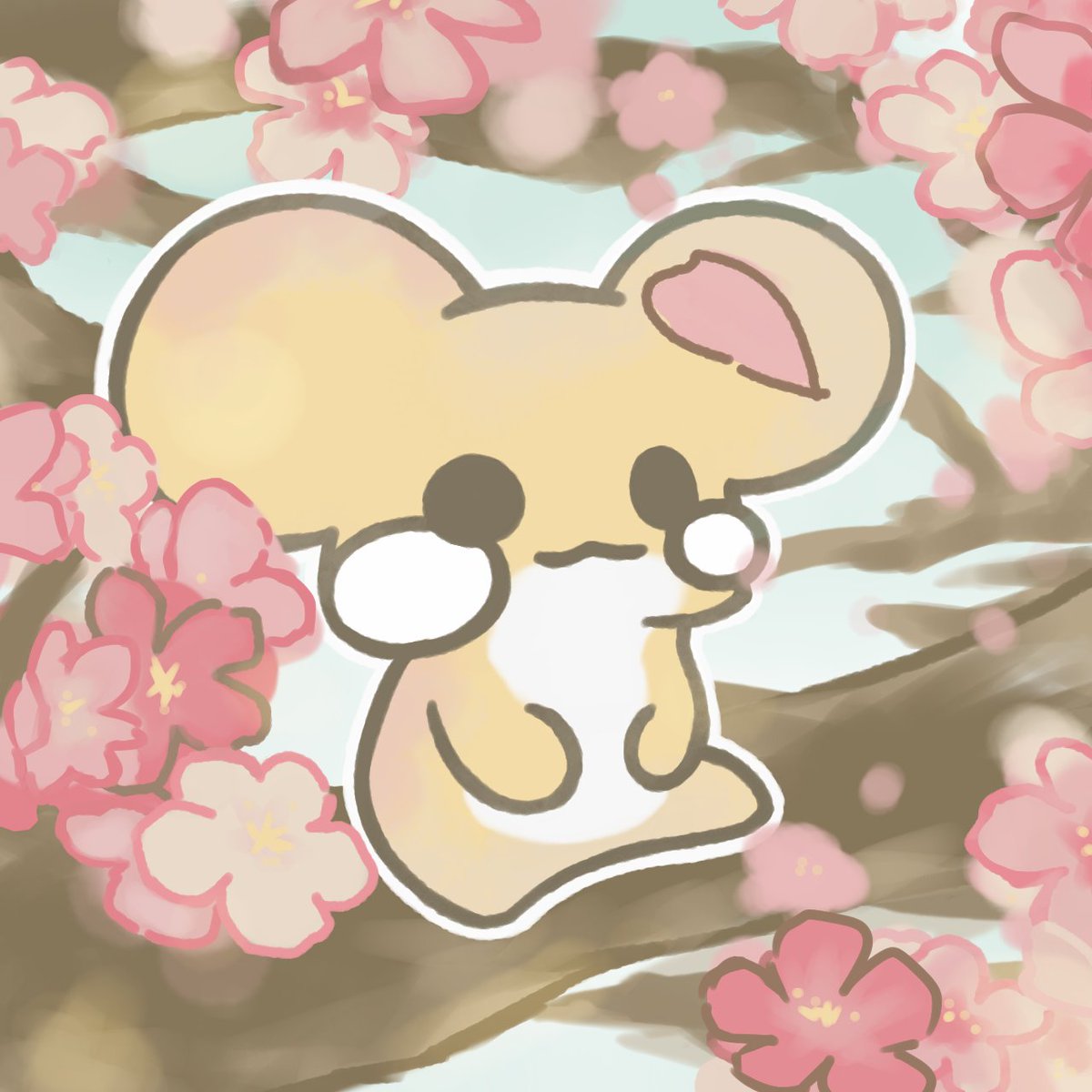 皆さんGM🐸っ☀ 4/12(土)

桜のカラフロ完成しました〜！昨日と比べるとスッキリした印象の絵になりました😊今夜20時に #HEXA で販売開始です🙏