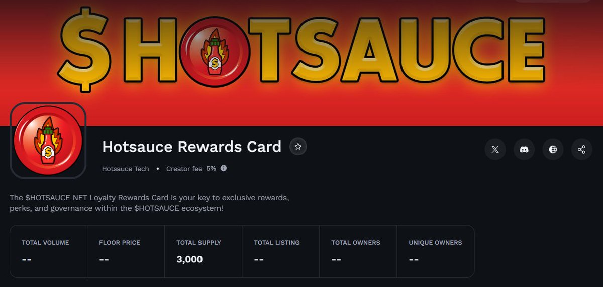 🔥 HOTSAUCE Rewards NFTs are Now Live on Mavis Market! 🌶️🛒

You can now buy, sell, and trade HOTSAUCE Rewards NFTs directly on the Mavis Marketplace!
Unlock exclusive boosts, rewards, and perks across our Web3 ecosystem.

👉 Grab yours here:
marketplace.roninchain.com/collections/ho…