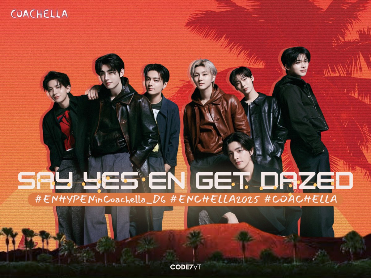 EN_codevt's tweet photo. You’ll want to say yes in 6 days… because if you don’t, you’ll be dazed watching ENHYPEN take Coachella by storm! ⚡

SAY YES EN GET DAZED
#ENHYPENinCoachella_D6 #ENCHELLA2025 #COACHELLA #ENHYPEN #엔하이픈 @ENHYPEN_members @ENHYPEN https://t.co/0yUaIsX9sc