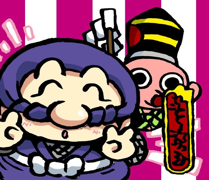 「がんばれゴエモンのイラスト描く。エビス丸とたこさんば。 」|氷厘亭氷泉のイラスト
