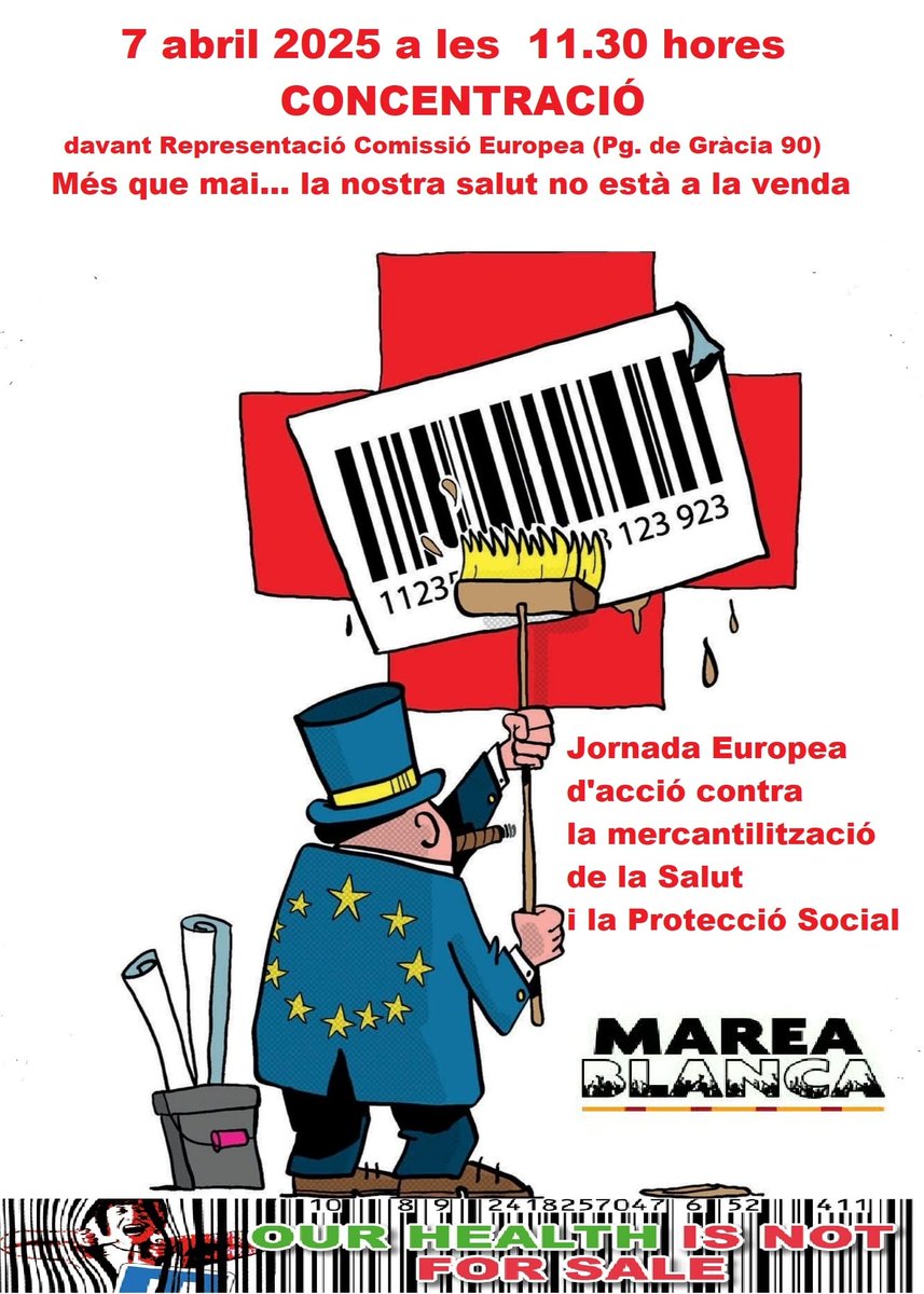 Bon día : Avui es 7 d'abril Día Mundial de la Salut 
Des de fa anys moltes i molts ens mobilitzem reivindicant que la nostra salut es un Dret i no está a la venda i que la sanitat publica es la millor eina per a garantir-ho